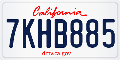 CA license plate 7KHB885