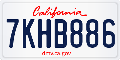 CA license plate 7KHB886