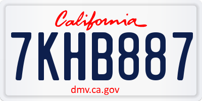 CA license plate 7KHB887