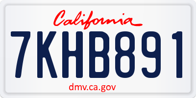 CA license plate 7KHB891