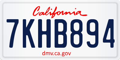 CA license plate 7KHB894