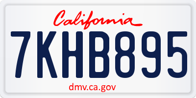 CA license plate 7KHB895