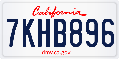 CA license plate 7KHB896