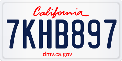 CA license plate 7KHB897