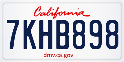 CA license plate 7KHB898
