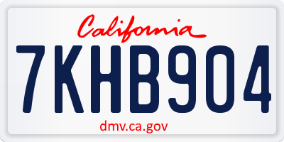 CA license plate 7KHB904