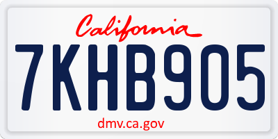 CA license plate 7KHB905