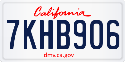 CA license plate 7KHB906