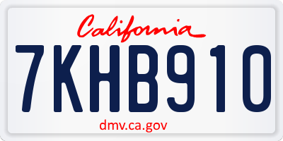 CA license plate 7KHB910