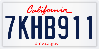 CA license plate 7KHB911