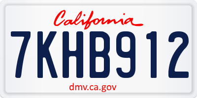 CA license plate 7KHB912