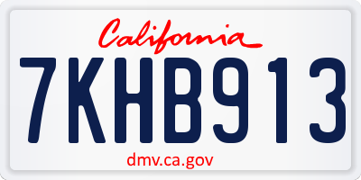 CA license plate 7KHB913