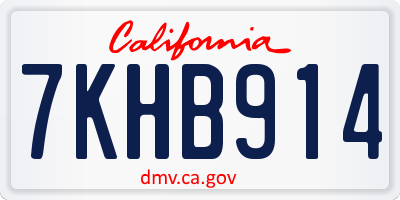 CA license plate 7KHB914