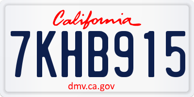 CA license plate 7KHB915