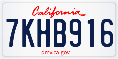 CA license plate 7KHB916