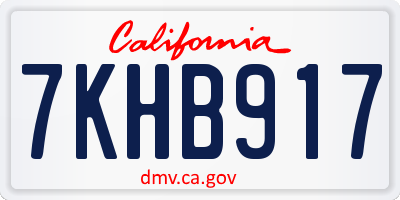 CA license plate 7KHB917