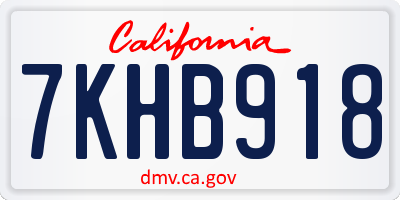 CA license plate 7KHB918
