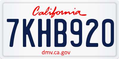 CA license plate 7KHB920