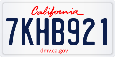 CA license plate 7KHB921