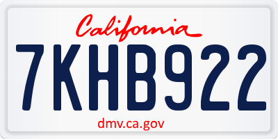 CA license plate 7KHB922