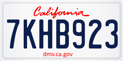 CA license plate 7KHB923
