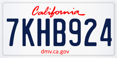 CA license plate 7KHB924