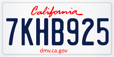 CA license plate 7KHB925