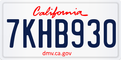 CA license plate 7KHB930