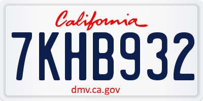 CA license plate 7KHB932