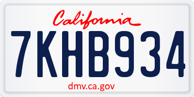CA license plate 7KHB934