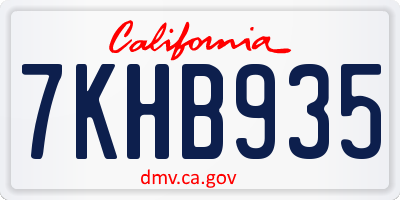 CA license plate 7KHB935
