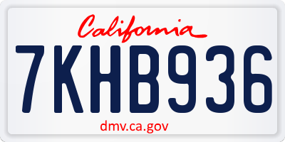 CA license plate 7KHB936