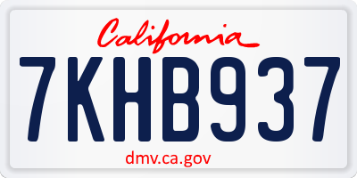 CA license plate 7KHB937