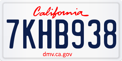 CA license plate 7KHB938