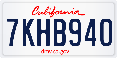 CA license plate 7KHB940