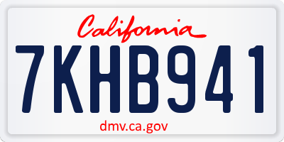 CA license plate 7KHB941