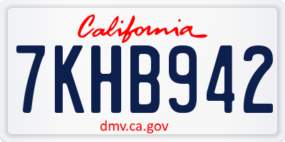 CA license plate 7KHB942