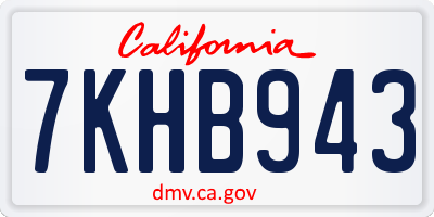 CA license plate 7KHB943