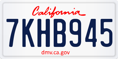 CA license plate 7KHB945