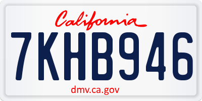 CA license plate 7KHB946