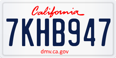 CA license plate 7KHB947