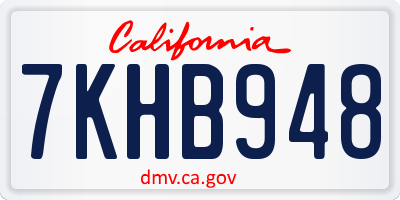 CA license plate 7KHB948