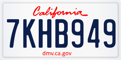 CA license plate 7KHB949