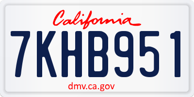 CA license plate 7KHB951