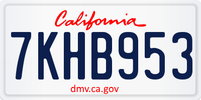 CA license plate 7KHB953