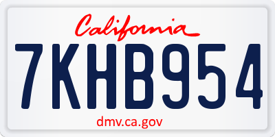 CA license plate 7KHB954
