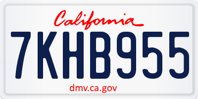 CA license plate 7KHB955