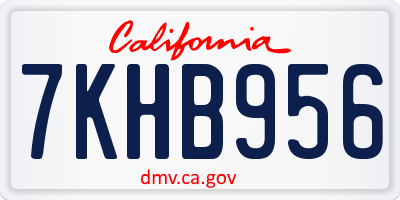 CA license plate 7KHB956