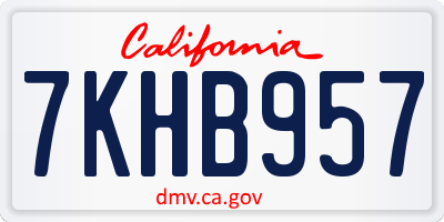 CA license plate 7KHB957