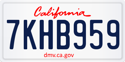 CA license plate 7KHB959